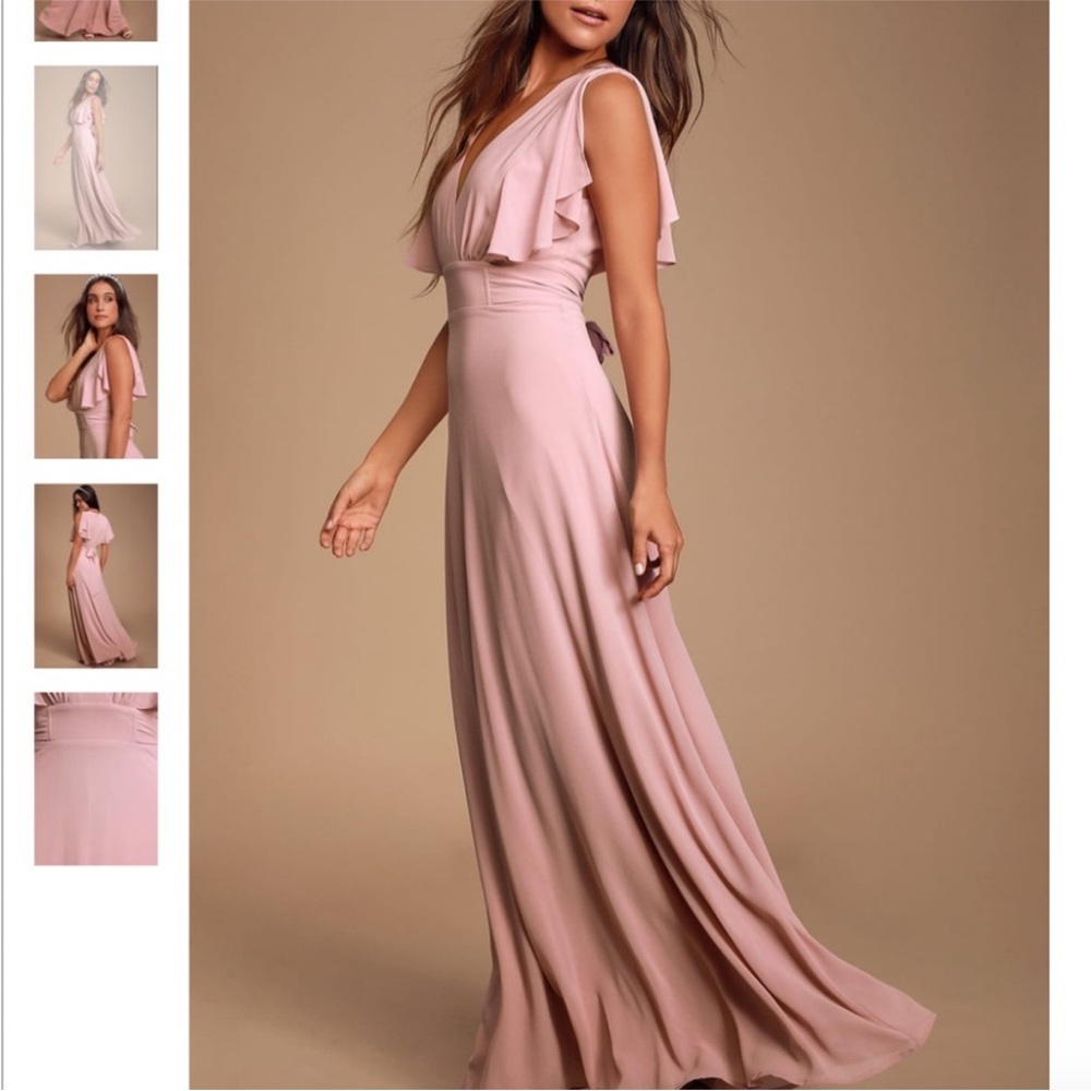 Lulus Mauve Flutter Sleeve Maxi Dress - Blush